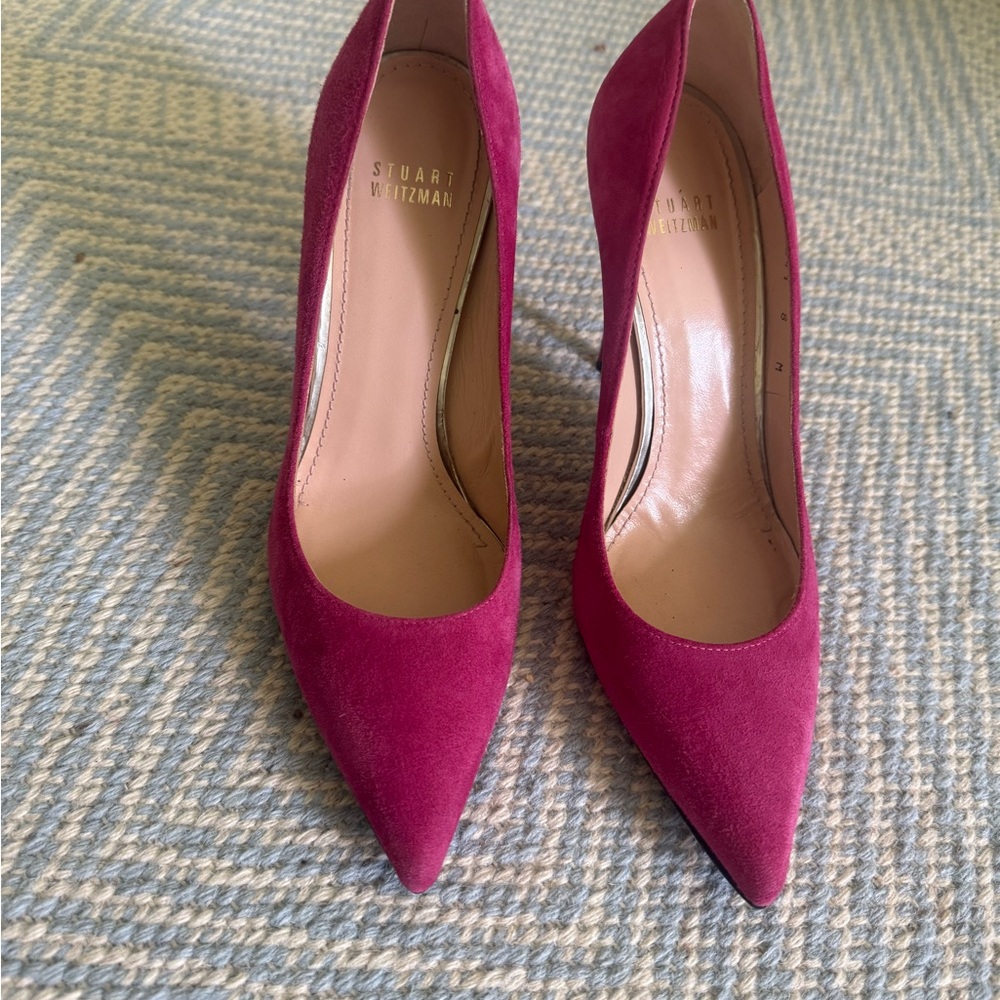 Stuart Weitzman suede pink pumps worn once!